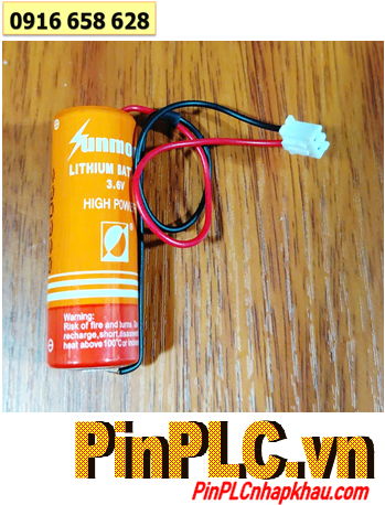 Sunmoon ER18505M; Pin nuôi nguồn Sunmoon ER18505M 3.6v 3200mAh /Dây zắc cắm	